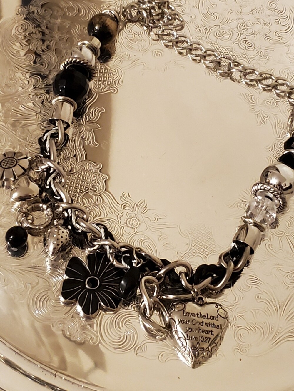 Beautiful Inspirational Necklace Biblical Verse Luke 10:27 With All My Heart